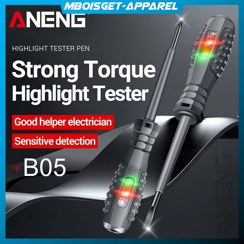 MBOISGET - ORIGINAL ANENG Obeng Tespen Tester Pen with Dual LED Indicator Minus PLUS PHILIPS Prefix 
