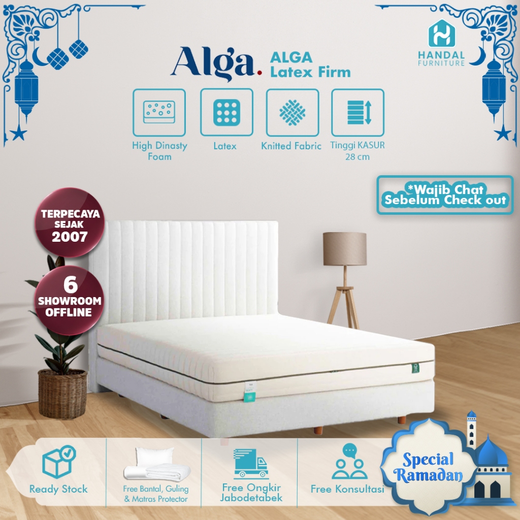 Kasur Full Latex Alga Latex 100x200, 120x200, 160x200, 180x200, 200x200, Anti Bakteri Firm Keras Teb