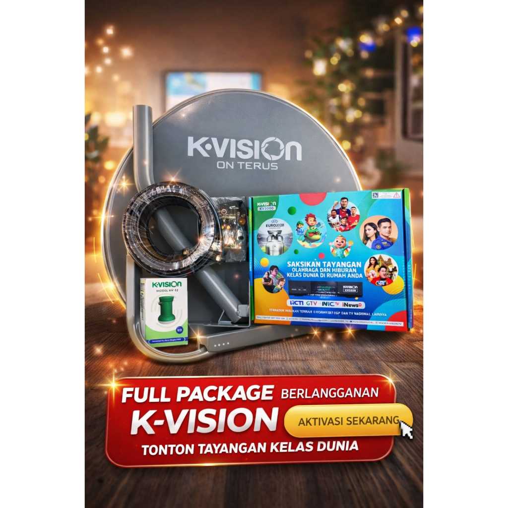 Satu set Lengkap Parabola Mini KVISION 45cm ( ABU SOLID) ODU