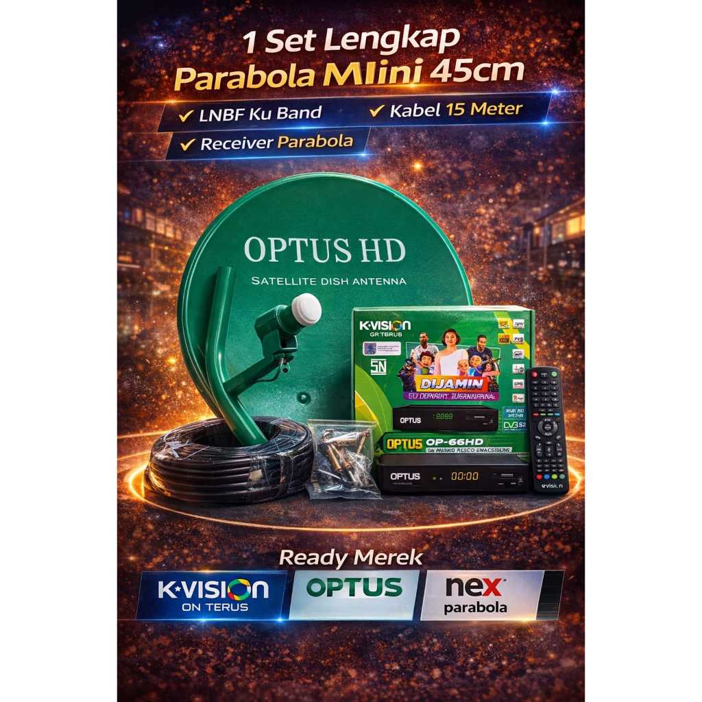 Satu set lengkap PARABOLA MINI OPTUS 45 cm ( SOLID ) KVISION / OPTUS / NEX Parabola