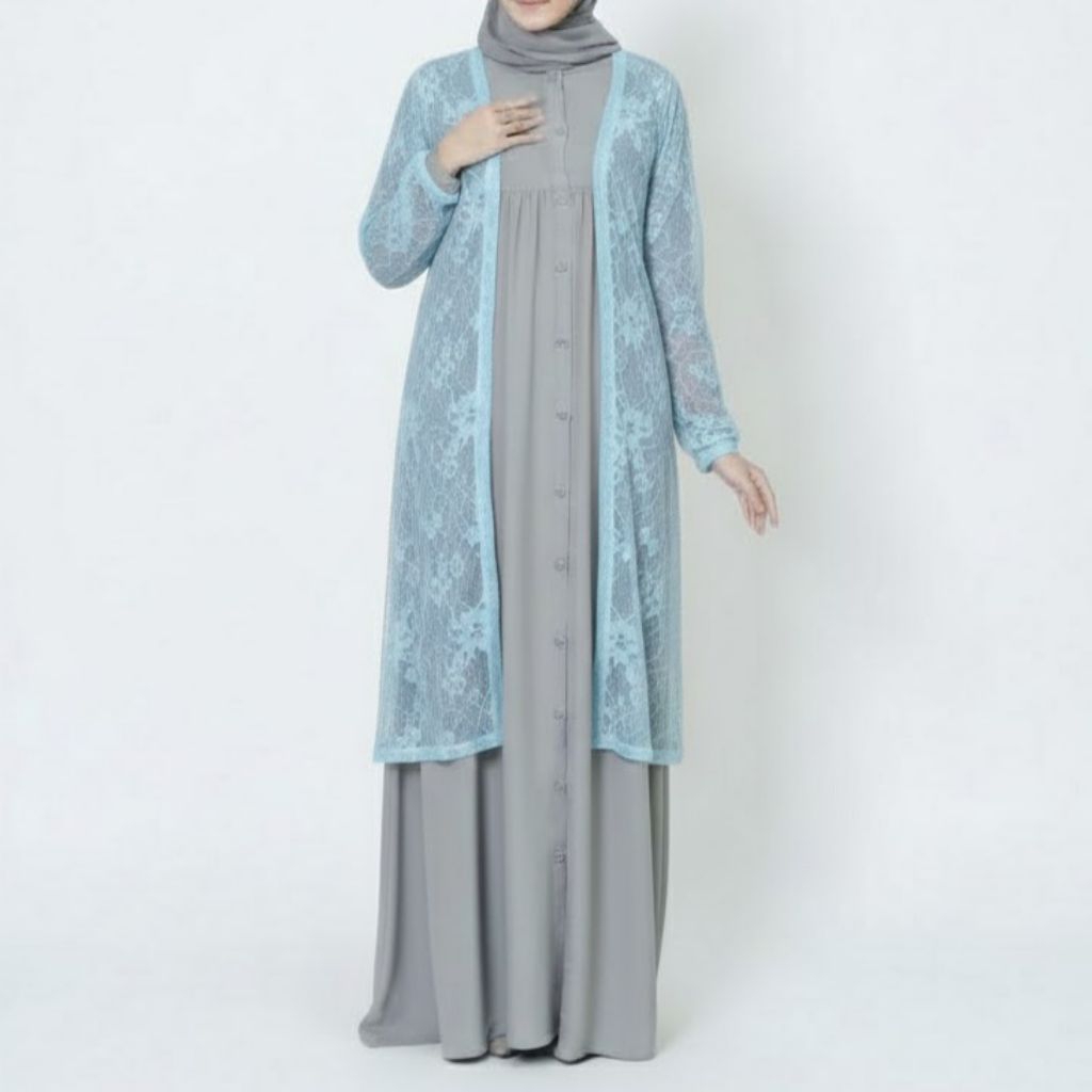 OUTER KARDIGAN BURKAT LENGAN BALON PANJANG | Cardigan Baju Wanita Muslimah