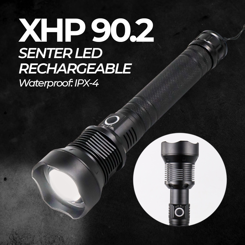 Senter LED Flashlight USB Rechargeable XHP90.2 Waterproof