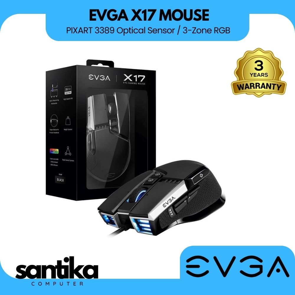 EVGA X17 GAMING MOUSE WIRED BLACK 16.000 DPI LED SYNC 903-W1-17BK-K3