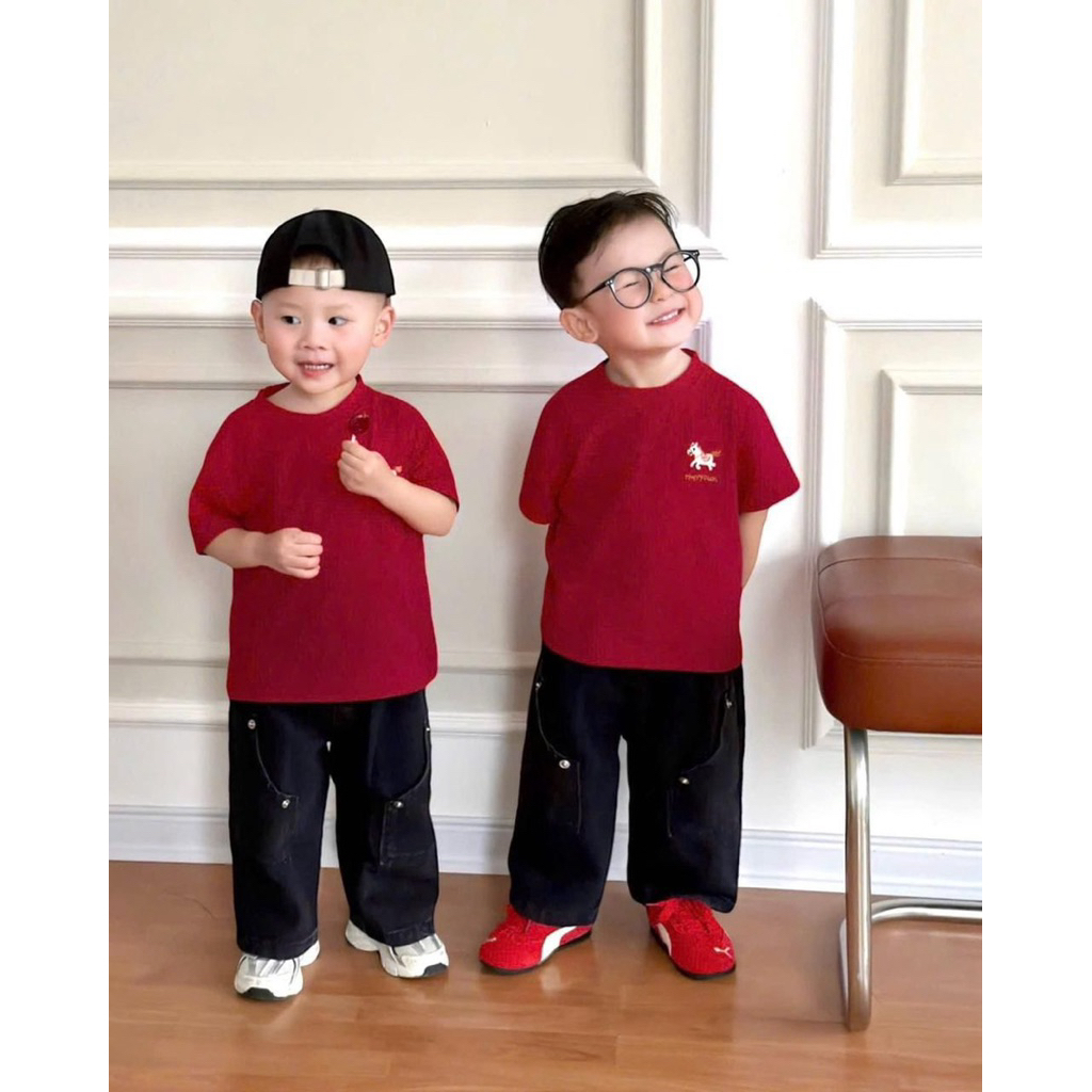 Setelan Kids Boys Style China levis One set kaos celana panjang CHN Imlek Natal