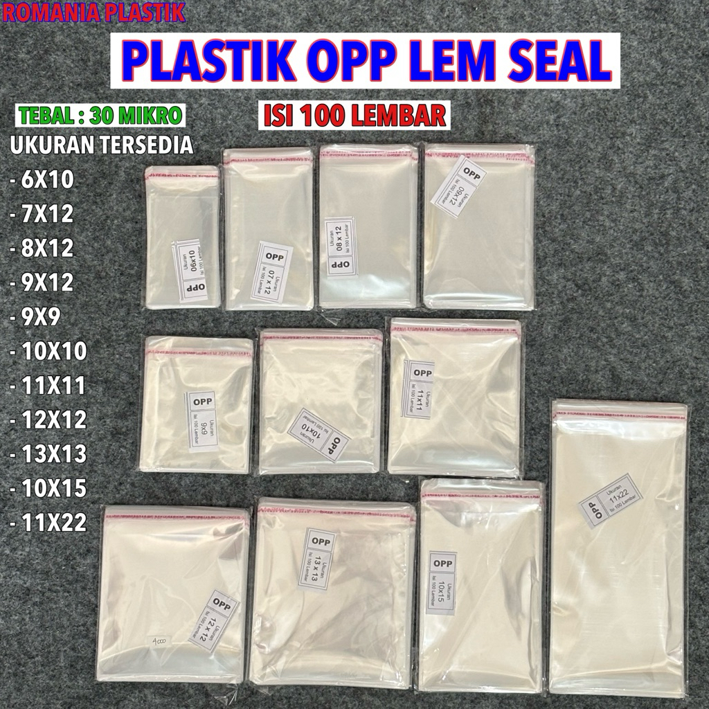 Plastik OPP kantong Bening Isi 100 Lembar ketebalan 30 mikron