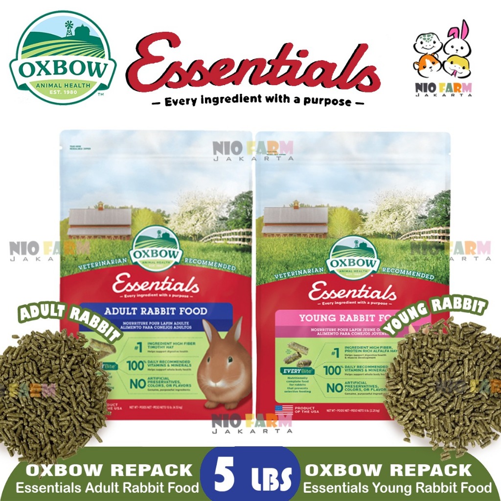 NIOFARM - OXBOW ESSENTIALS Pelet Kelinci Rabbit REPACK 5 LBS / 2.25 KG Young and Adult / PELET Oxbow