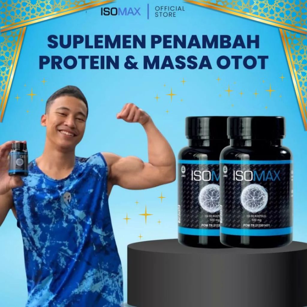 Isomax Suplemen Penambah Protein & Massa Otot Tingkatkan Stamina Isi 50 Kapsul 2Pcs
