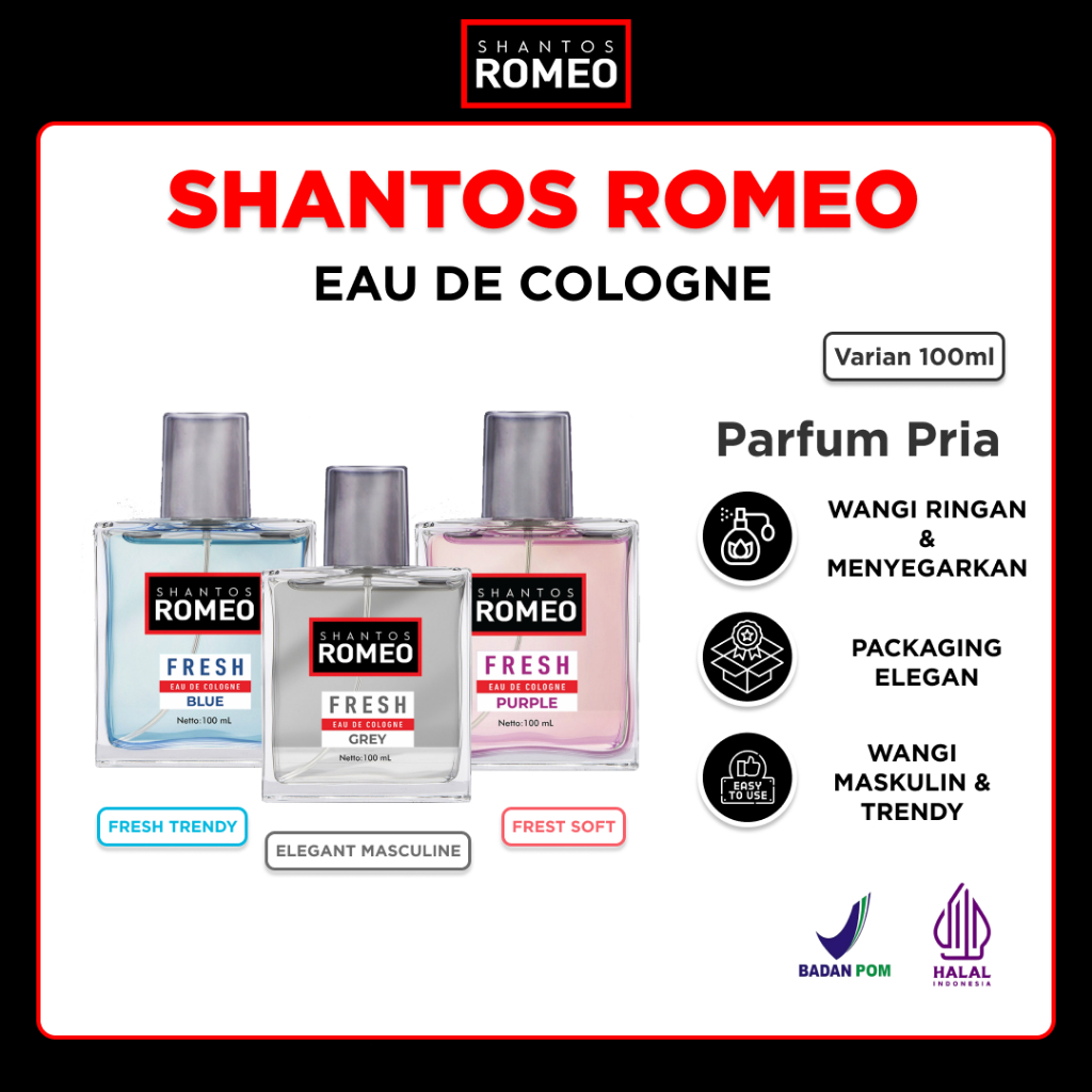 Shantos Romeo Fragrance Eau De Cologne 50ml Parfum Pria Parfum Shantos Romeo