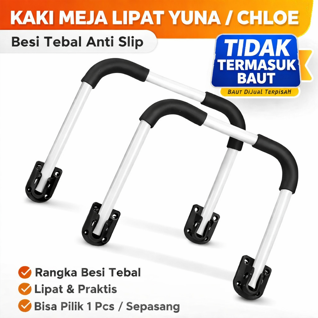 Kaki Meja Lipat Besi Tebal Anti Slip Tanpa Baut – 1 Pcs / Sepasang – Kaki Meja Belajar Anak 50x30 & 