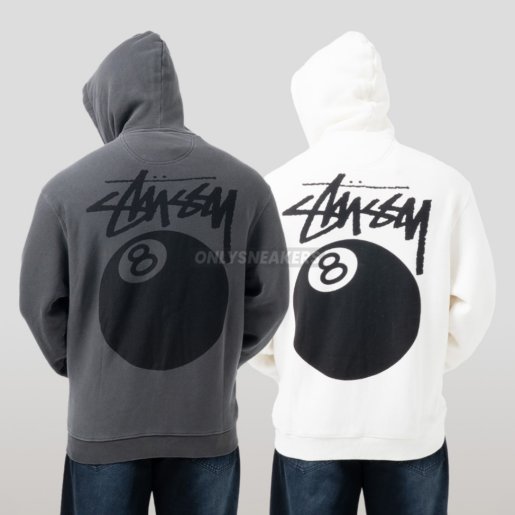 STUSSY 8 BALL PIGMENT DYED ZIP BLACK / NATURAL HOODIE