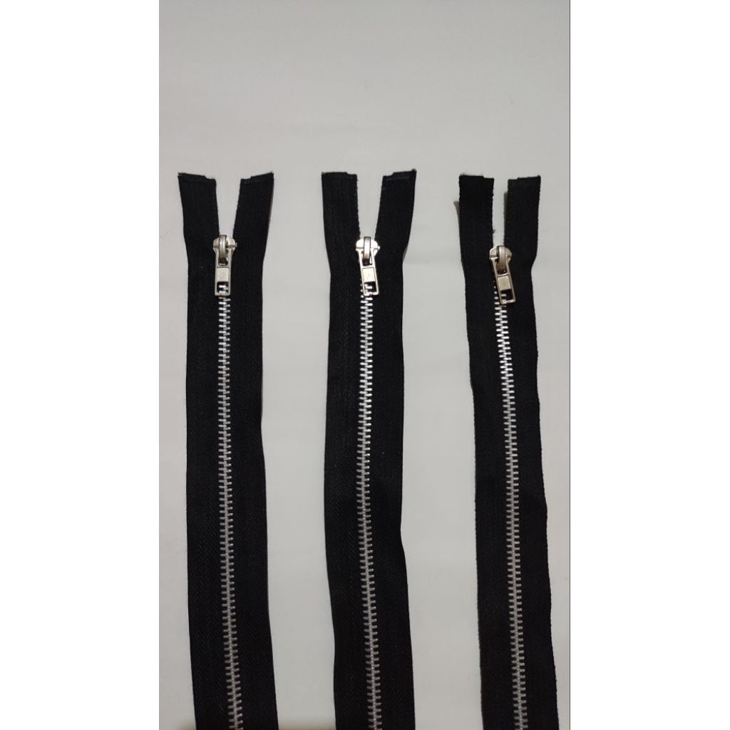 Resleting Zipper Jaket Silver 55cm Besi Alumunium AUTOLOCK Kualitas premium
