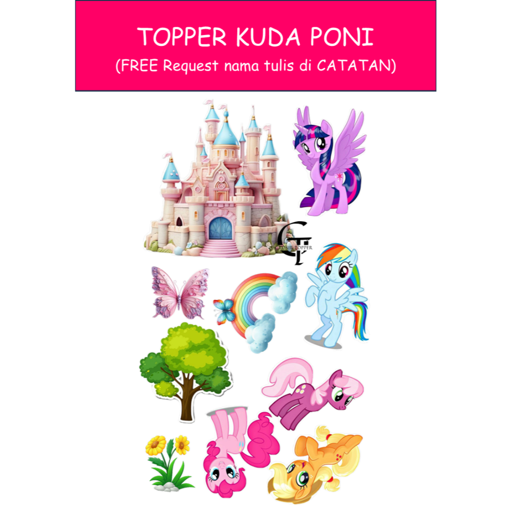 Hiasan Kue Kuda poni/ Topper kuda poni /Hiasan buket/ Hiasan tumpeng