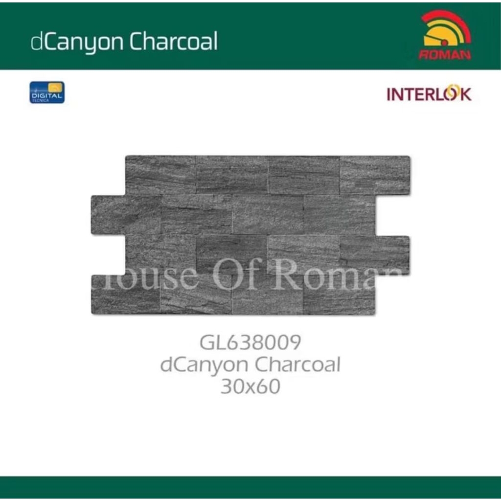 ROMAN KERAMIK DINDING dCanyon Charcoal 30x60 Roman