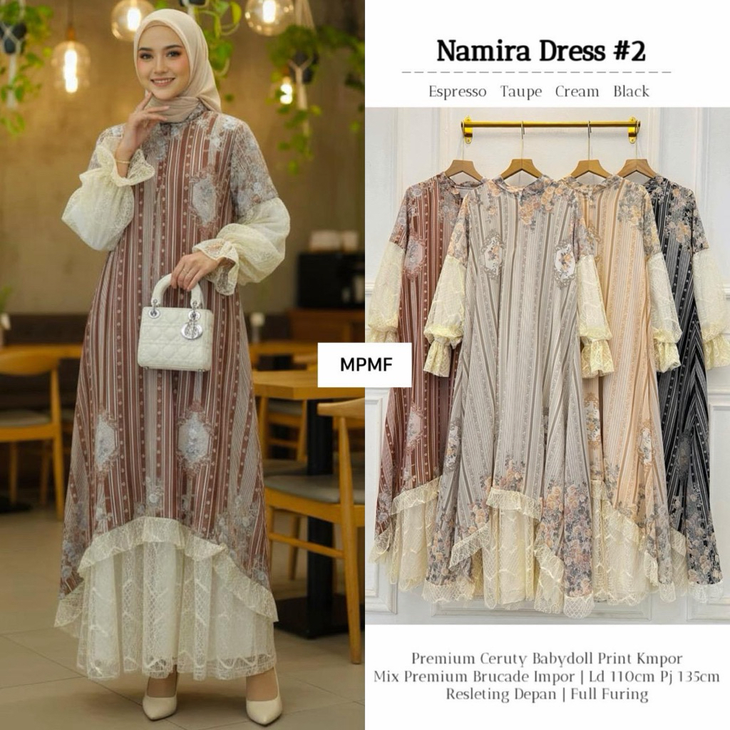 COD= NO CANCEL• Namira Dress #2 by MPMF• Dress Cantik Kombinasi Best Seller