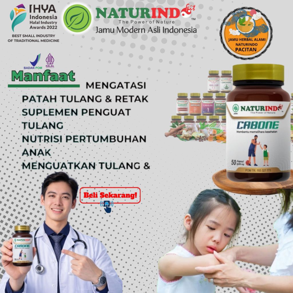 Cabone Obat Patah Tulang dan Tulang Retak Penyambung Perekat Kalsium Nutrisi Tulang Cabone NATURINDO