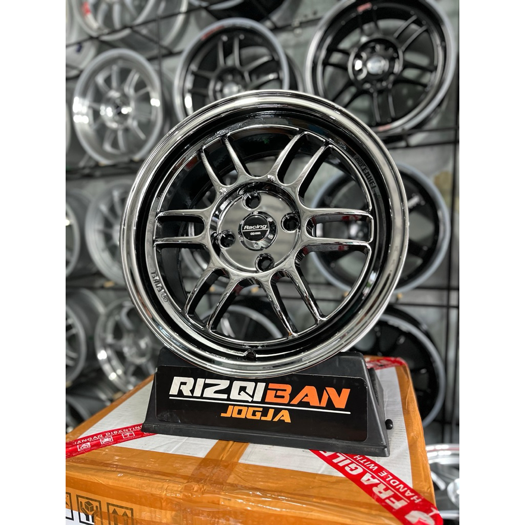 velg enkei rpf r15 black chrome pcd 4x100 lebar 6,5 kondisi baru
