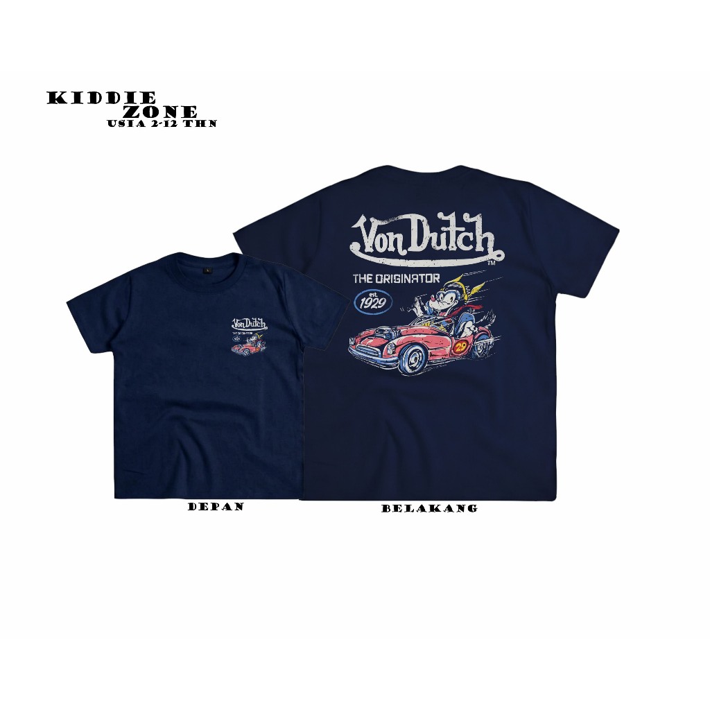 Baju Kaos Distro Anak Laki Laki 2-11 Tahun V0n Dutch New Car Tshirt Distro Anak Combed 30s