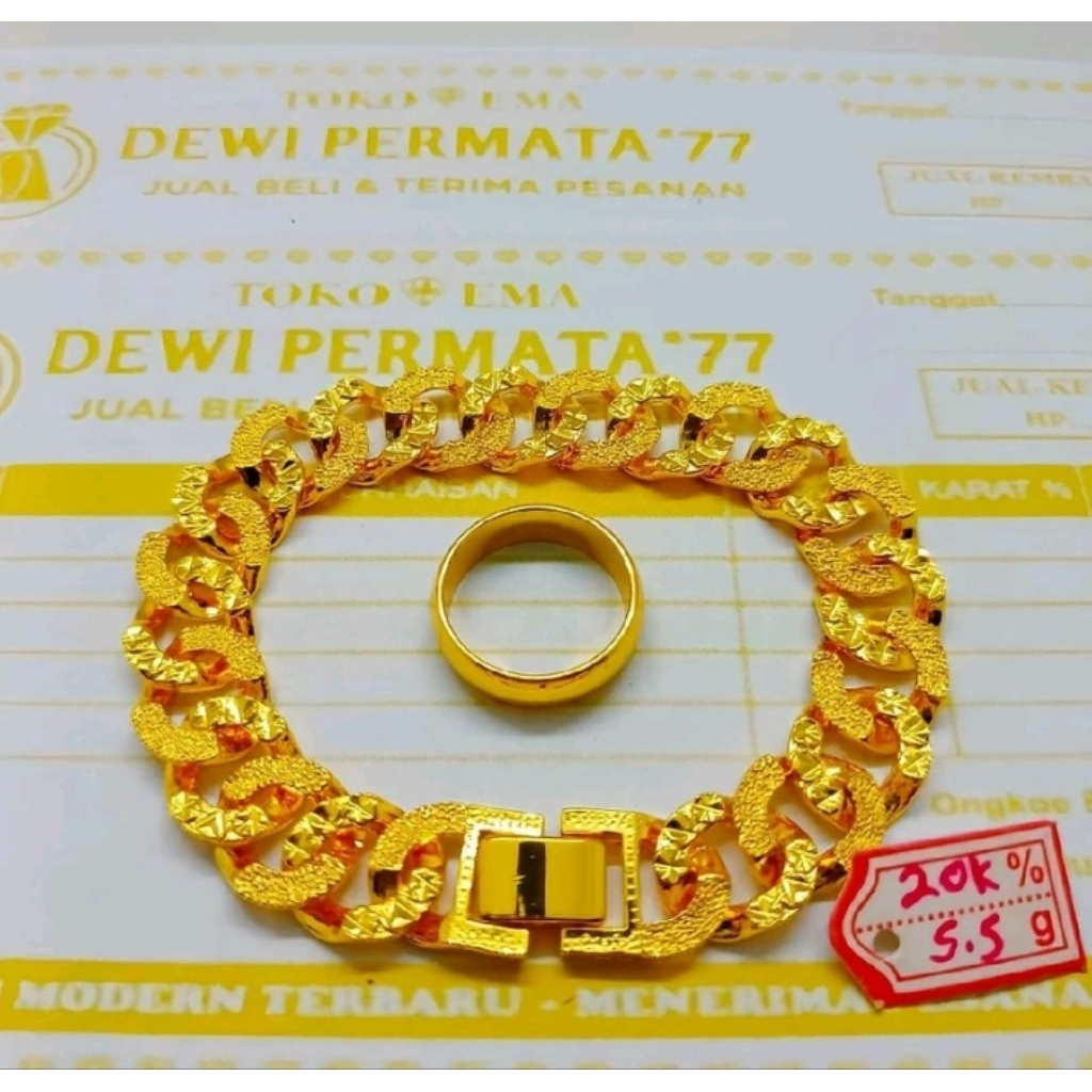 Gelang Tangan Sisik Naga gold Berlapis Emas muda free surat toko