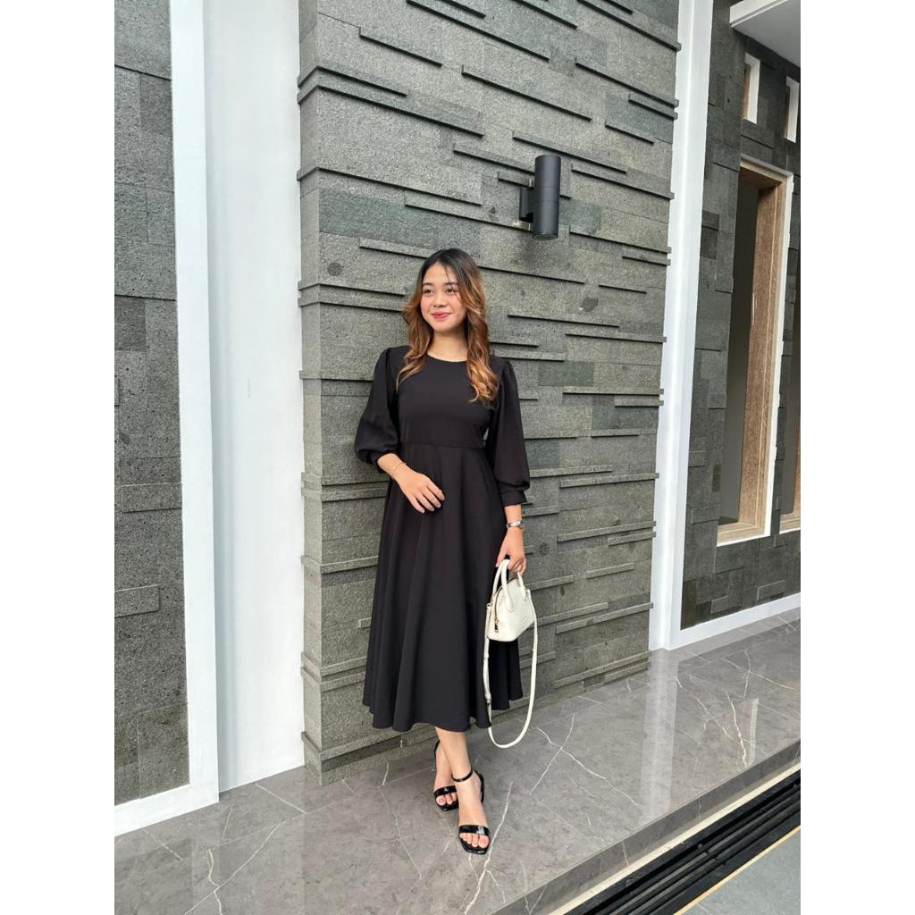 byNOLY - Rossa Dress | Dress Wanita Bigsize | Midi Dress Kasual | Dress A-Line Bodycon Bigsize | Bah