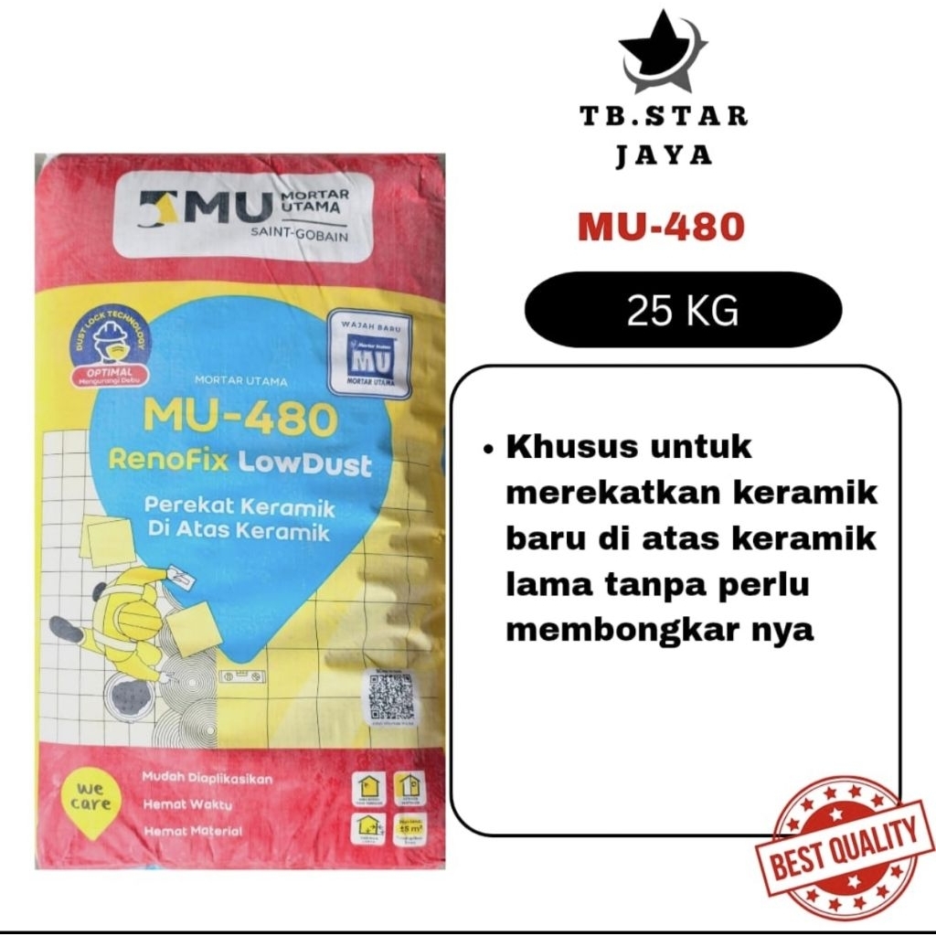 MU-480 RenoFix Low Dust / MU480 / Perekat Keramik Diatas Keramik 25 Kg