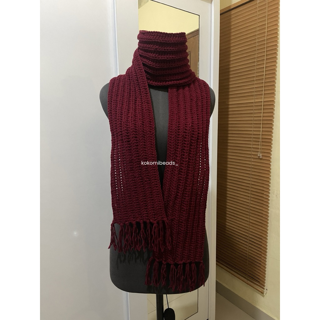 Mikasa Syal Rajut Handmade Winter Scarf Tebal & Hangat Milk Cotton