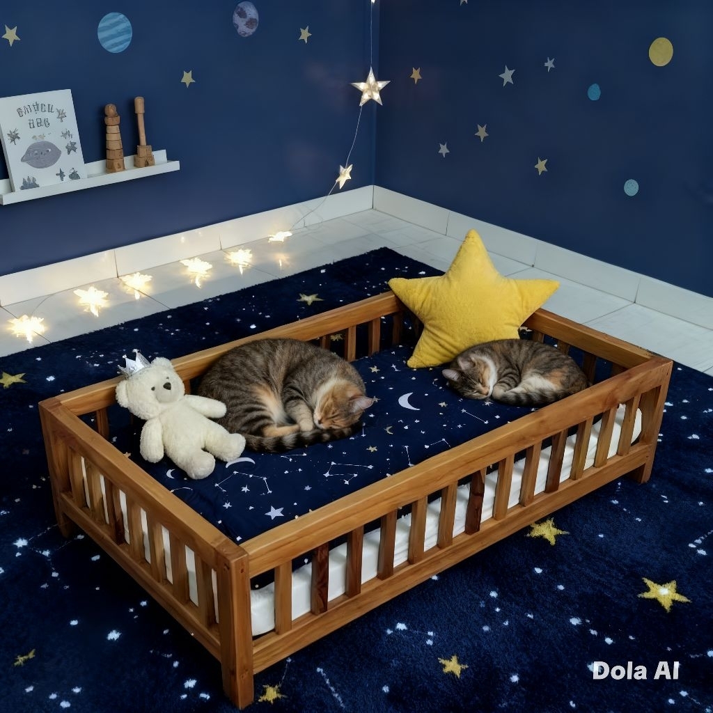 Box Tempat Tidur Kucing / Box Tempat Tidur Hewan Peliharaan / Box Kayu Mahoni Solid