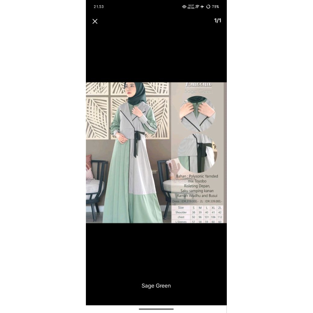 PREELOVED - AMEENA DRESS NUBUA ORI - SAGE GREEN