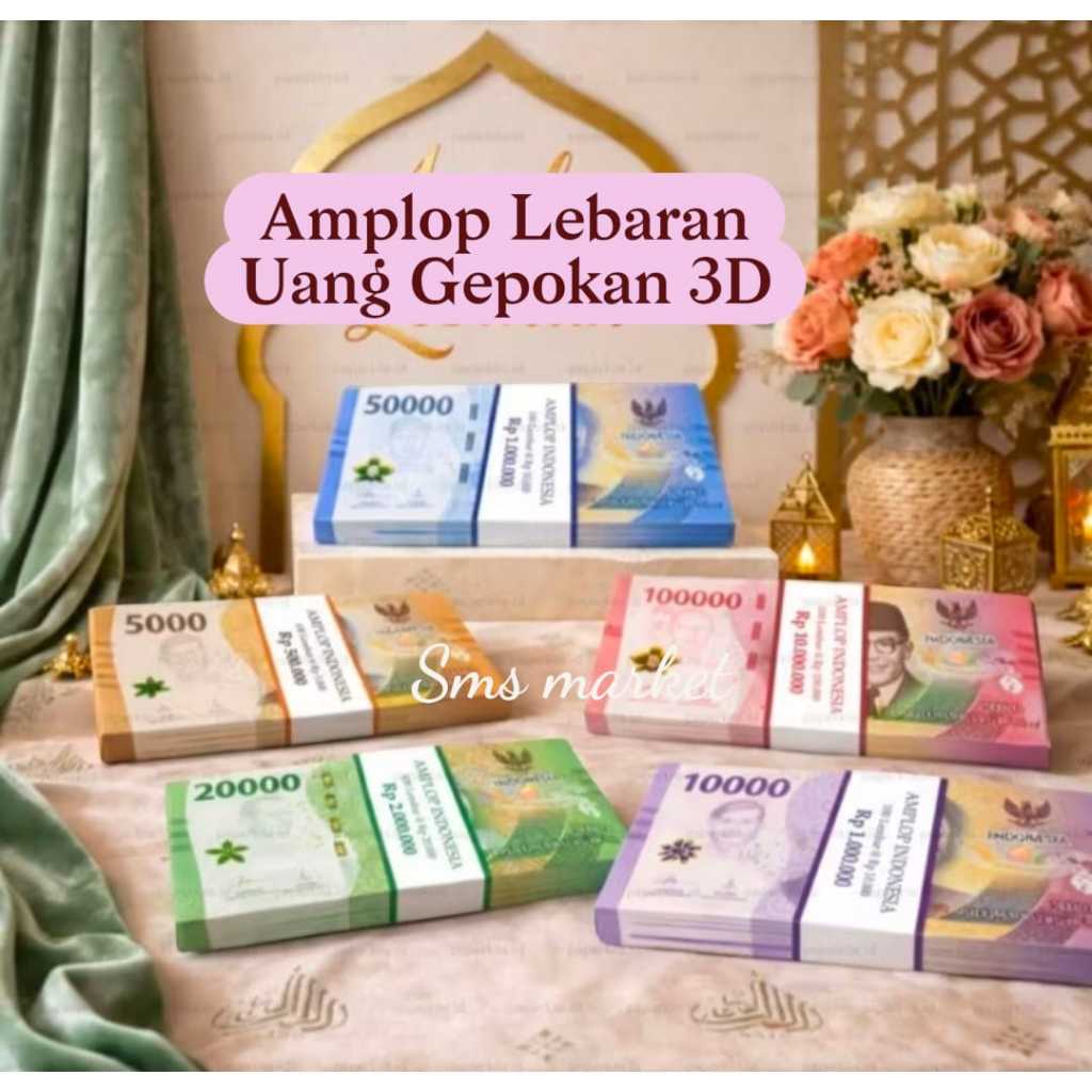 10 Pcs Amplop Lebaran 3D Uang Segepok Desain Unik Kertas Tebal Premium THR - Amplop Lebaran Idul Fit