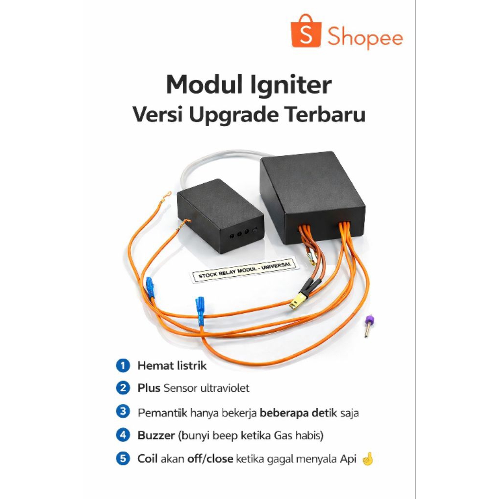 Modul Igniter Dryer Gas Laundry Komersil Upgrade Full Sensor UV Auto Stop Cut Off + Alarm Buzzer | S