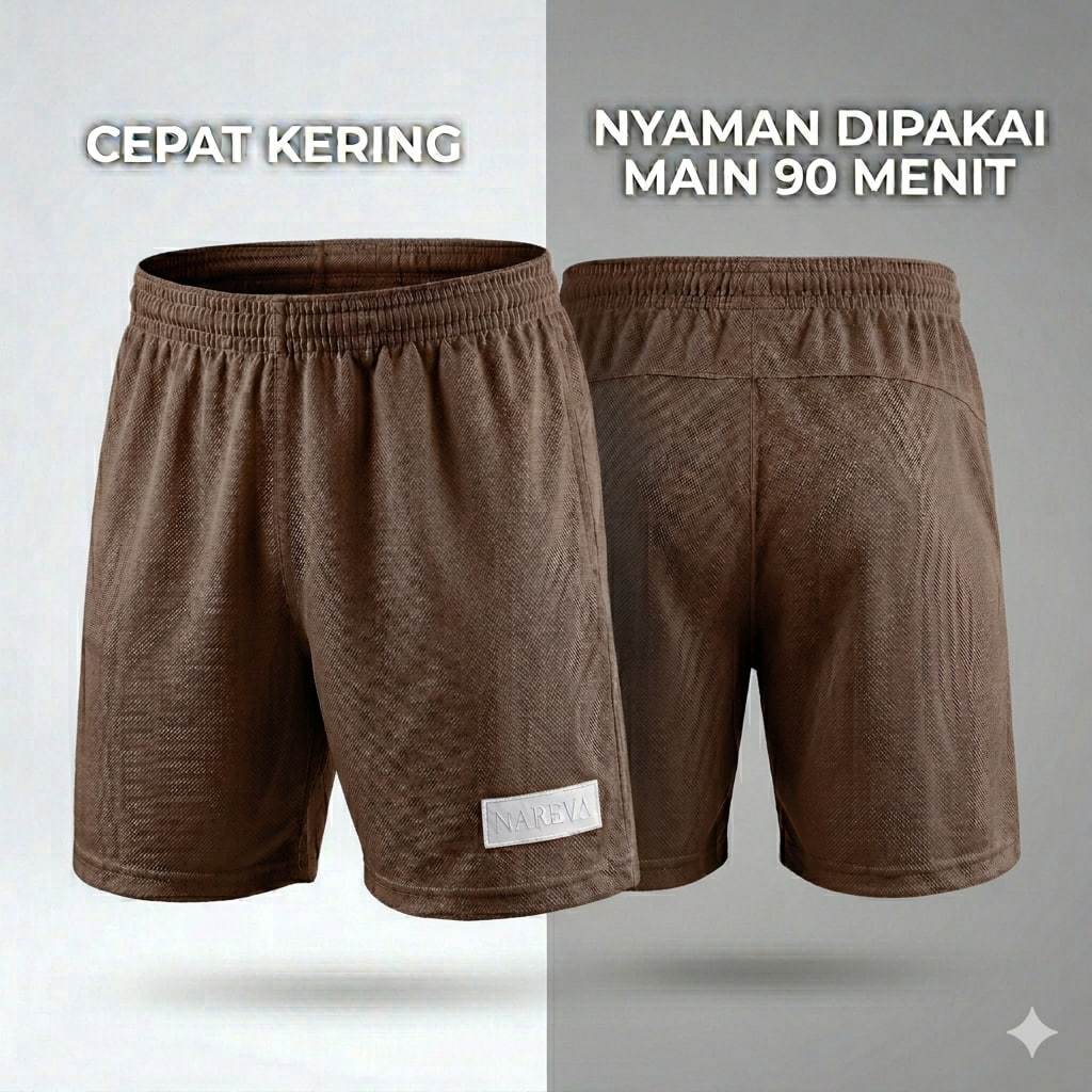 Nareva - Celana Pendek Polos -Celana Olahraga Cewek Dan Cowok-Warna Coklat