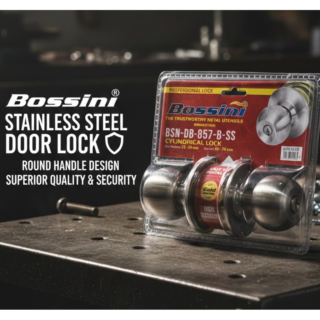 Kunci Pintu Bulat Kamar Mandi BOSSINI | ATS ORIGINAL  / Handle Pintu Bulat Stainless