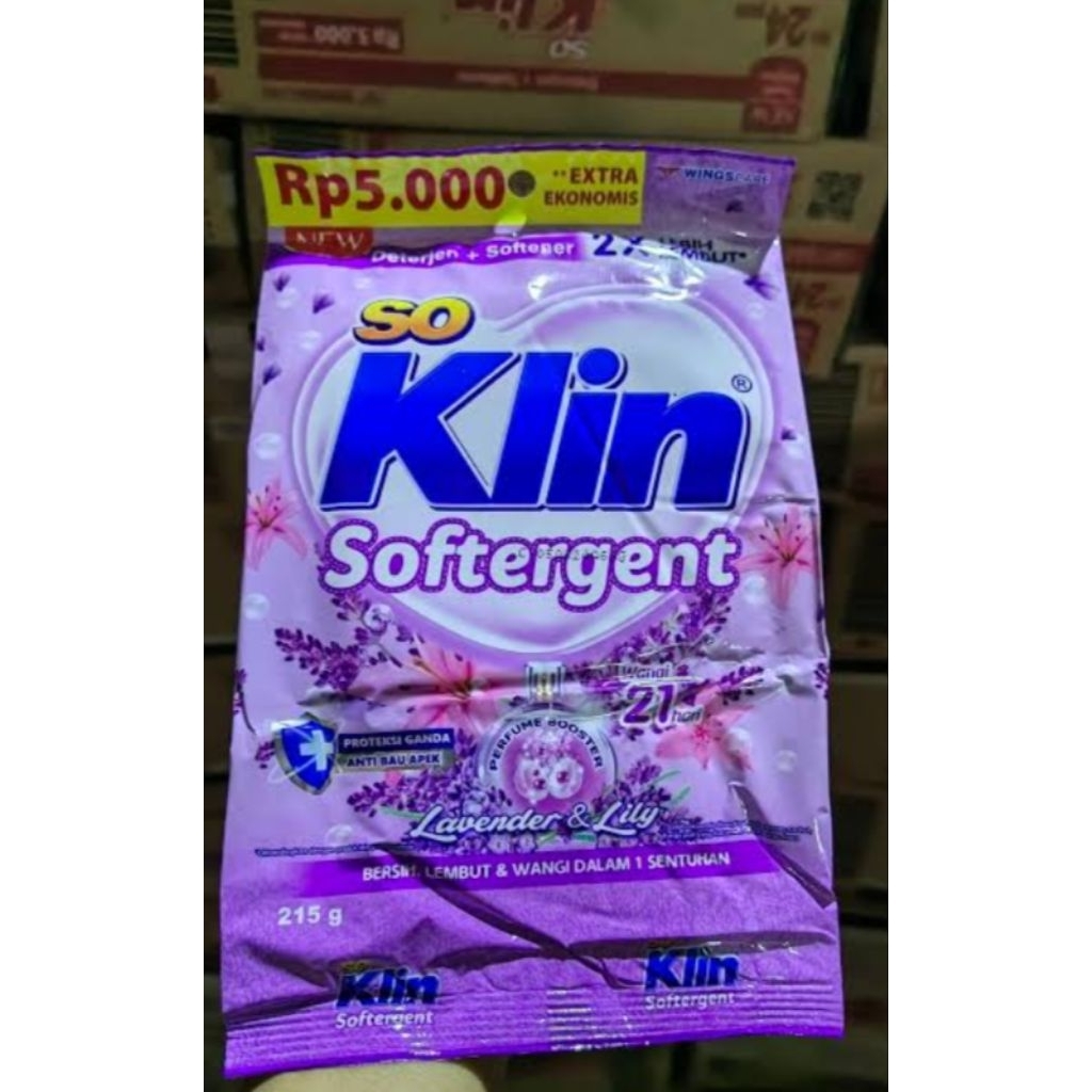 Soklin softergent Bubuk/Detergent Bubuk Soklin 5000 215gr sabun cuci baju.Detergent bubuk.