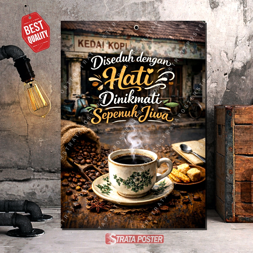 Poster Dinding Kopi Vintage Rustic Dekorasi Cafe Aesthetic Siap Pajang