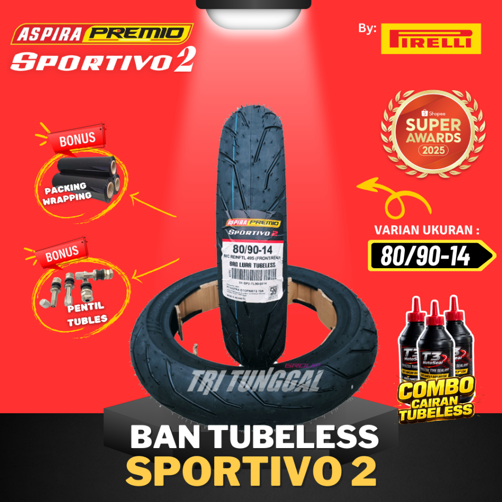 [READY COD] BAN ASPIRA PREMIO SPORTIVO 2 TUBELESS MEDIUM SOFT COMPOUND RING 14 / BAN MOTOR RING 14 M