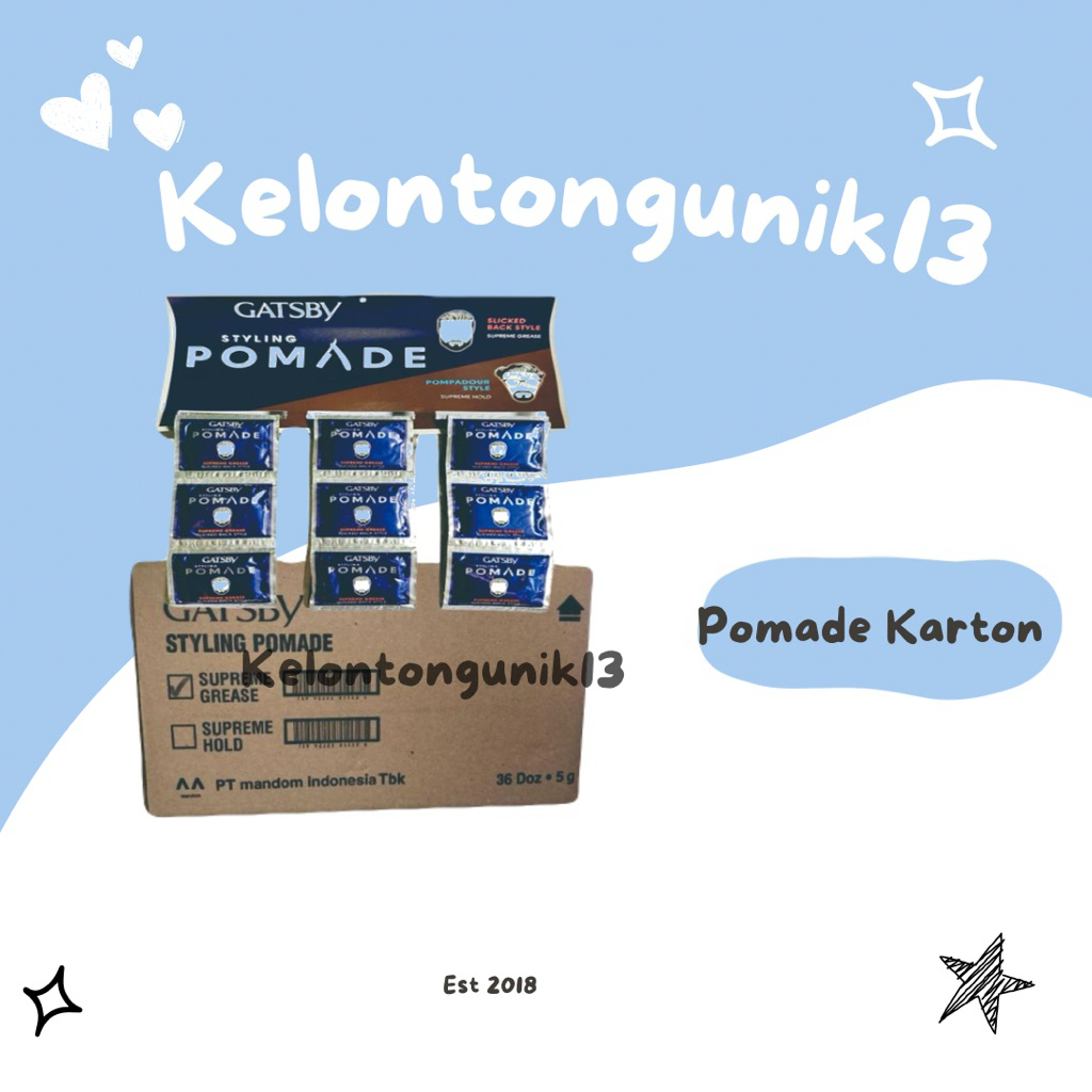 [ 1 KARTON ] GATSBY POMADE / GATSBY STYLING POMADE / GATSBY RENCENG SACHET