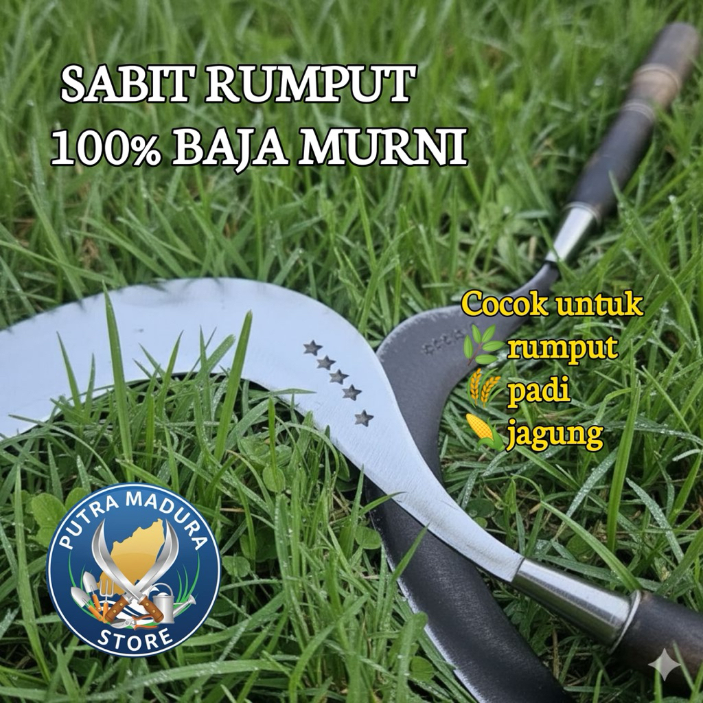 Peralatan Berkebun Asli Baja Sabit Rumput 100% Baja Murni