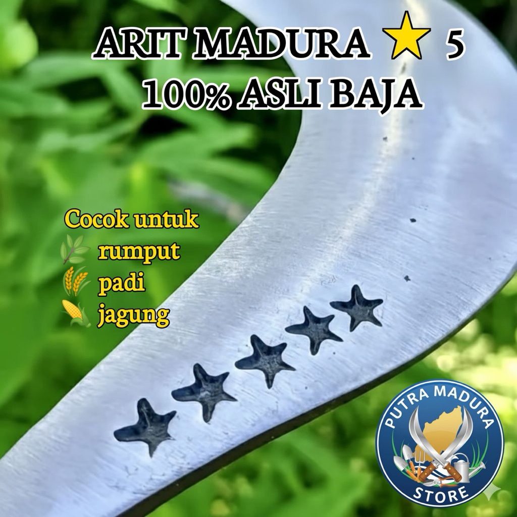 Peralatan Berkebun Terlaris Sabit Rumput Bintang Lima Baja Murni Asli