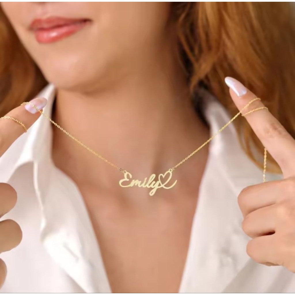 kalung nama titanium kalung nama anak perempuan kalung nama cantik elegan titanium anti karat lapis 