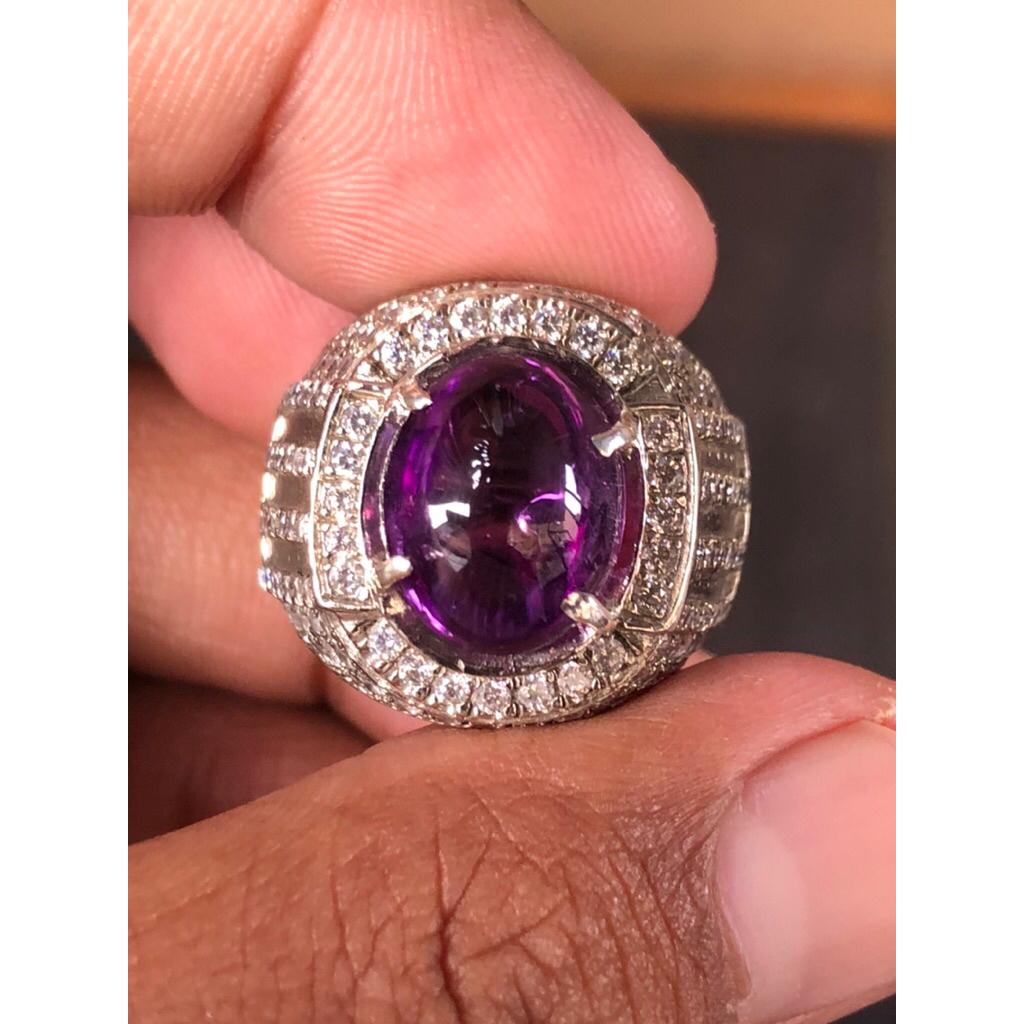 008 cincin batu kecubung ungu asli