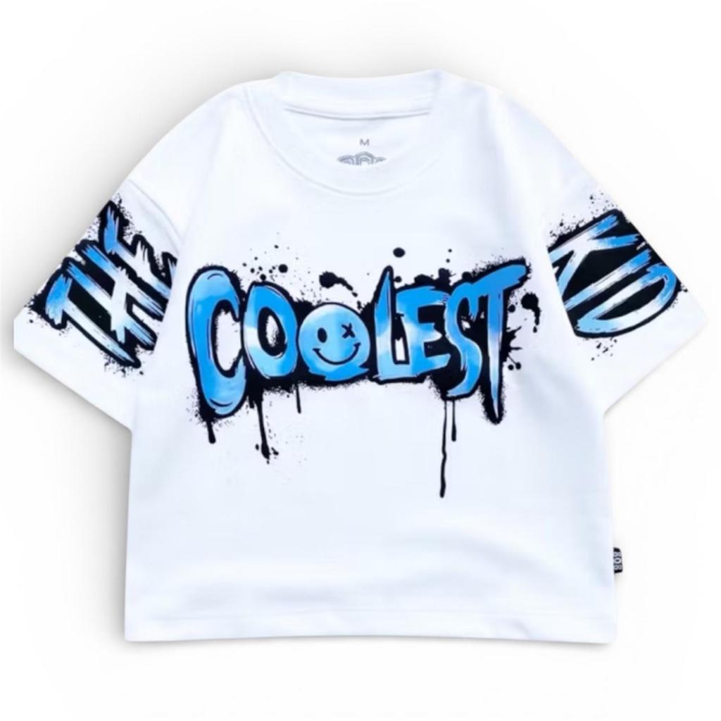 Bargawa Kaos Oversize Anak COOLEST PUTIH Unisex Bahan AIRSm /AIRcool Uniqlo (Danbowl) Usia 2thn samp