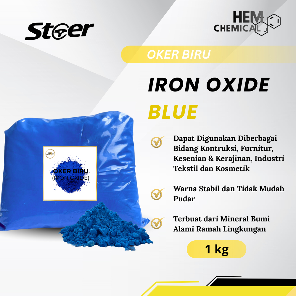 STEER - OKER BIRU / IRON OXIDE BLUE / PEWARNA BUBUK BIRU 1 KG