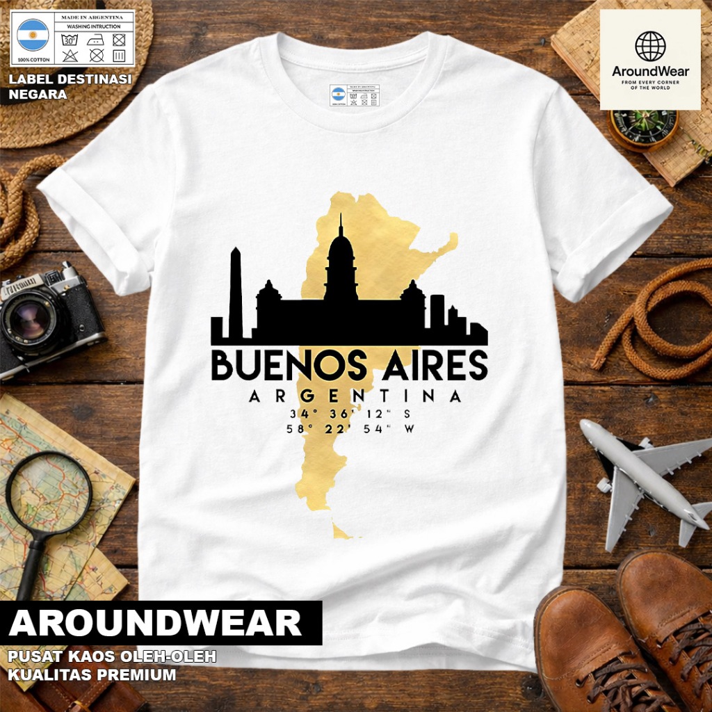 BAJU KAOS OLEH OLEH ARGENTINA 39, PAKAI TAG NEGARA ASAL ARGENTINA BAHAN SOUVENIR PREMIUM GIFT