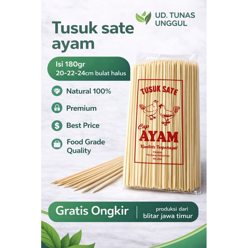 TUSUK SATE AYAM bulat halus isi 180gr /tusuk sate tahu - tusuk sate angkringan usus jerohan