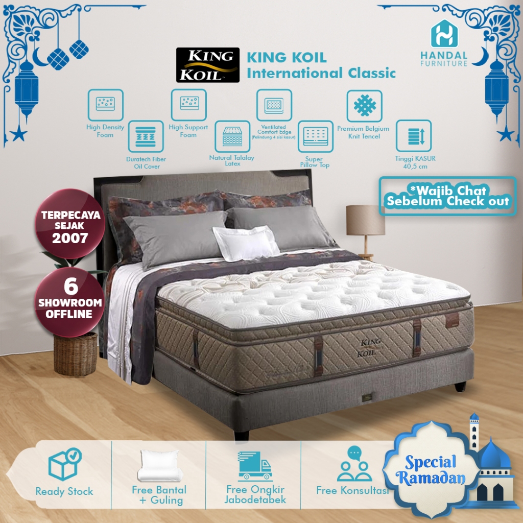 Kasur Springbed King Koil International Classic 100x200, 120x200, 160x200, 180x200, 200x200 Pocket L