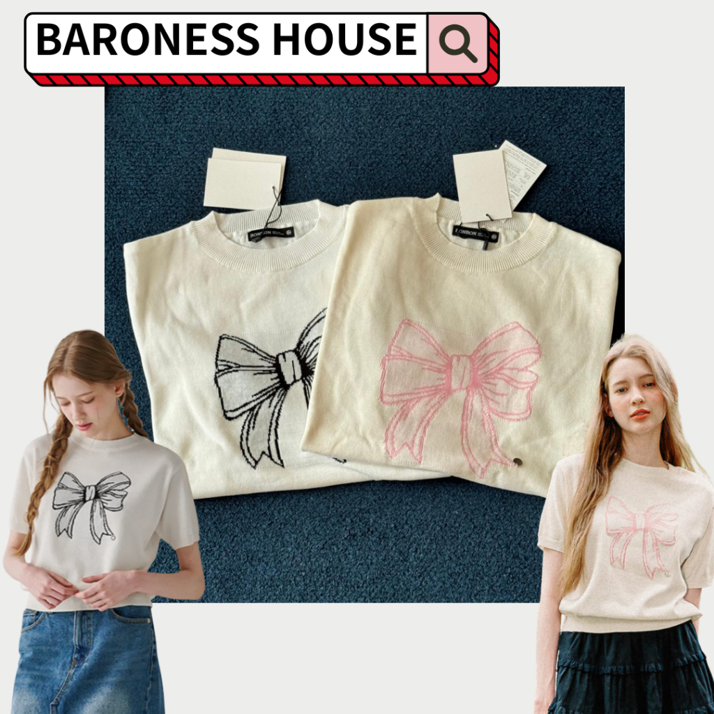 RONRON LINE RIBBON SHORT SLEEVE KNIT