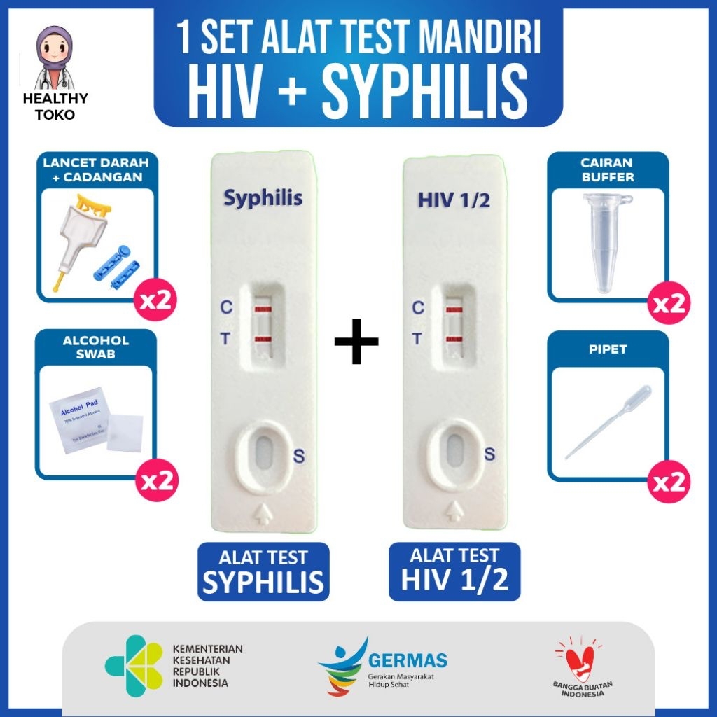 Paket 2 Set HIV Dan Sifilis  Akurat 100% Original OneStep Termurah Puskesmas , Faskes RS - Indec SD 