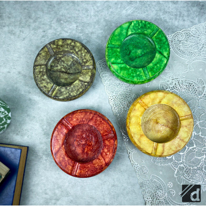 Asbak Kayu Pinus Motif Batu Marmer