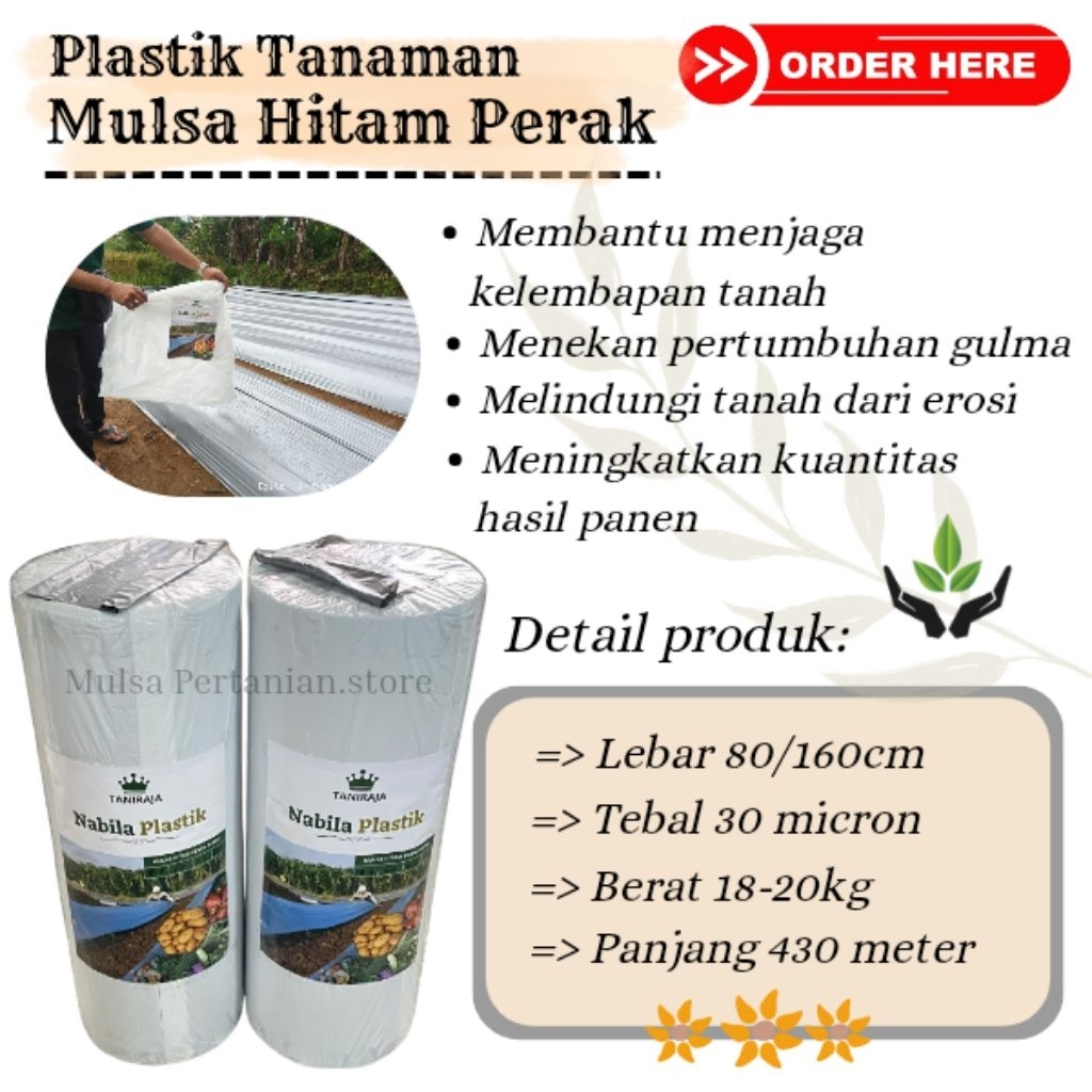 Plastik pertanian Mulsa Hitam perak Nabila plastik Lebar 80/160cm Kualitas Super Berat 18-20kg