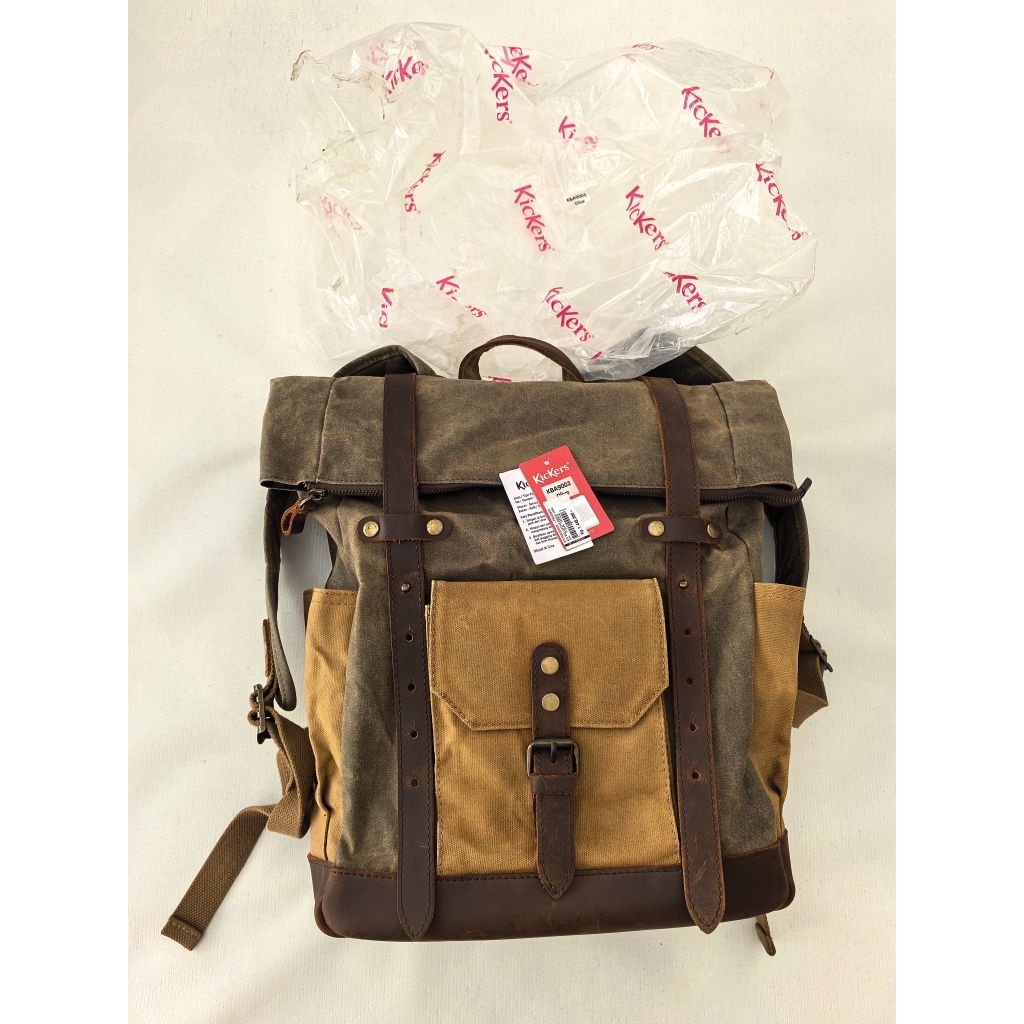 Tas Ransel Backpack Kickers Leather Wax Canvas Original