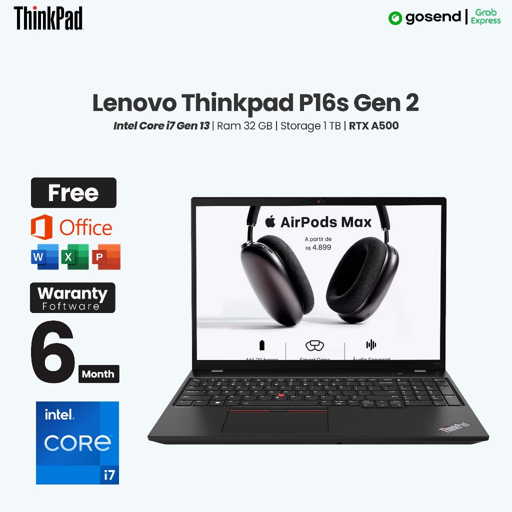 Laptop Lenovo Thinkpad P16s G2 Intel Core i7 Gen 13 Ram 32 GB SSD 1 TB GPU Nvidia RTX A500 4 GB Laya